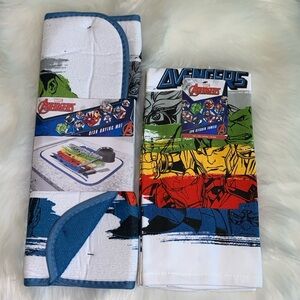 Avengers 2PK Kitchen Towels and Dish Drying Mat